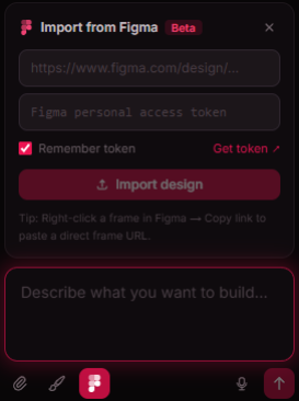 The Figma import panel in Baiker